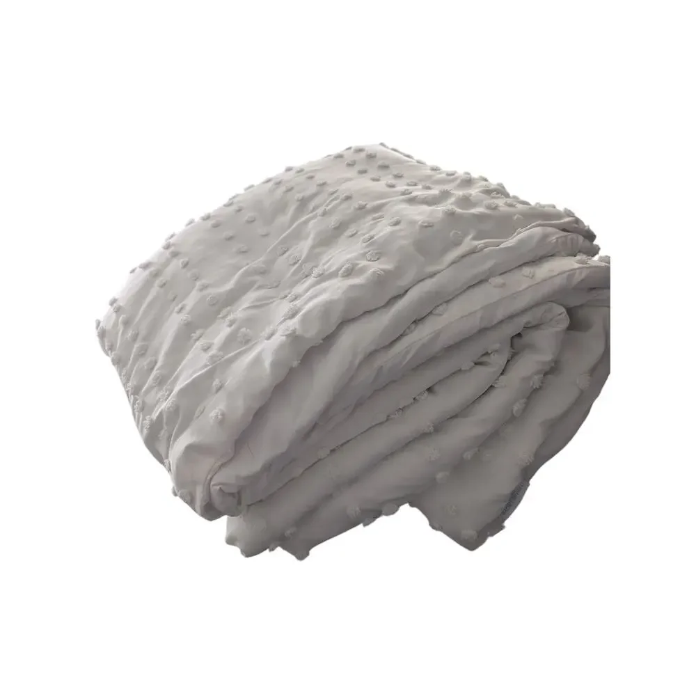 RACHEL ASHWELL! WHITE DOWN ALTERNATIVE COMFORTER W/POP CORN BALL DETAIL! FL/QN
